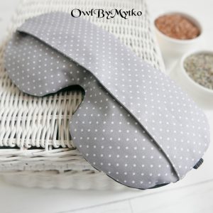 Dots on Grey Weighted Eyepatch – Washable Cover, Adjustable Sleep Mask, Aromatherapy with Lavender & Flaxseed