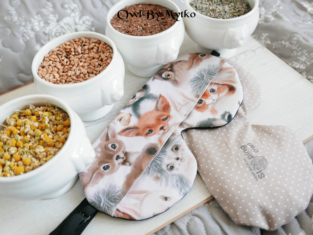 Funny Animal Weighted Eyepatch – Washable Cover, Adjustable Sleep Mask, Aromatherapy with Lavender & Flaxseed