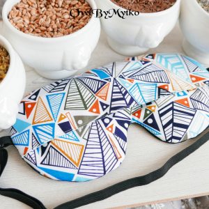 Geometric Weighted Eyepatch – Washable Cover, Adjustable Sleep Mask, Aromatherapy with Lavender & Flaxseed