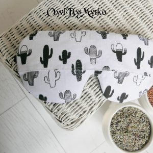 Cactus Weighted Eyepatch – Washable Cover, Adjustable Sleep Mask, Aromatherapy with Lavender & Flaxseed