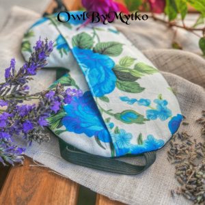 Big Blue Roses Weighted Eyepatch – Washable Cover, Adjustable Sleep Mask, Aromatherapy with Lavender & Flaxseed