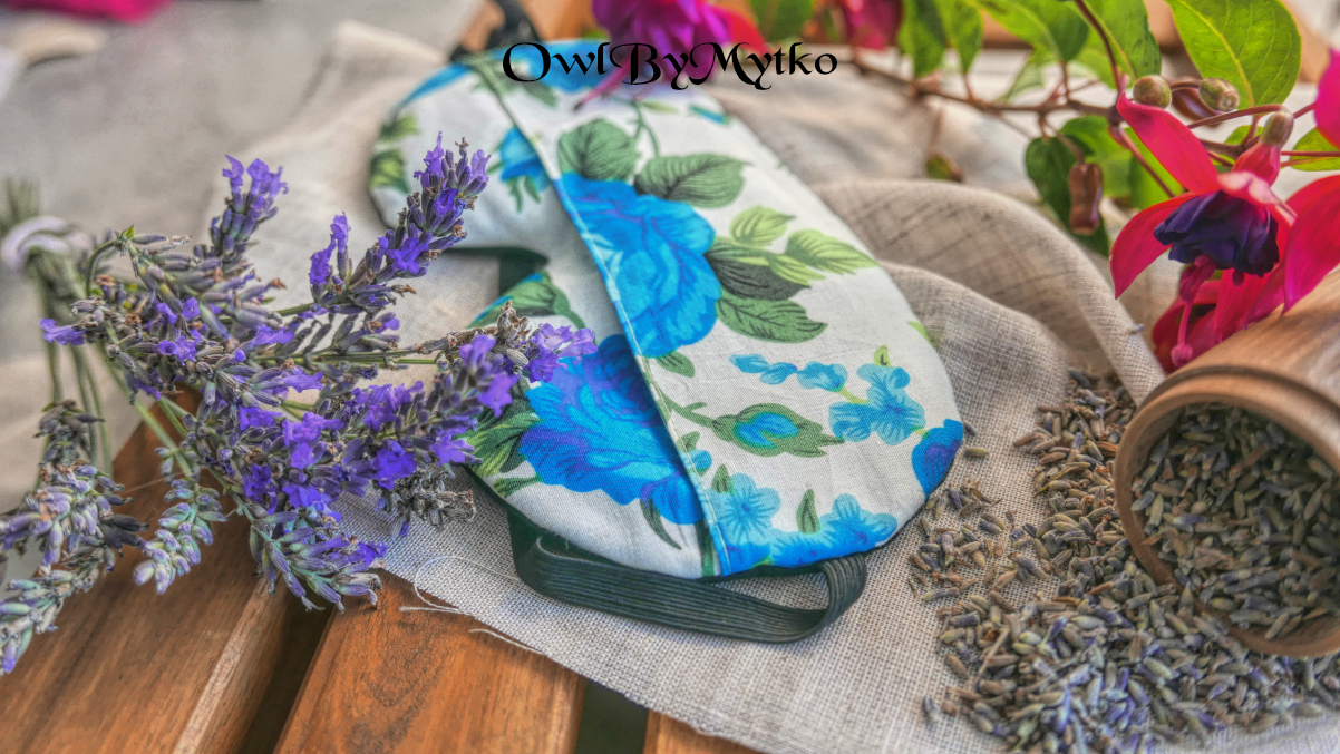 Big Blue Roses Weighted Eyepatch – Washable Cover, Adjustable Sleep Mask, Aromatherapy with Lavender & Flaxseed - Image 2