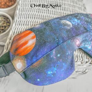 Space Weighted Eyepatch – Washable Cover, Adjustable Sleep Mask, Aromatherapy with Lavender & Flaxseed