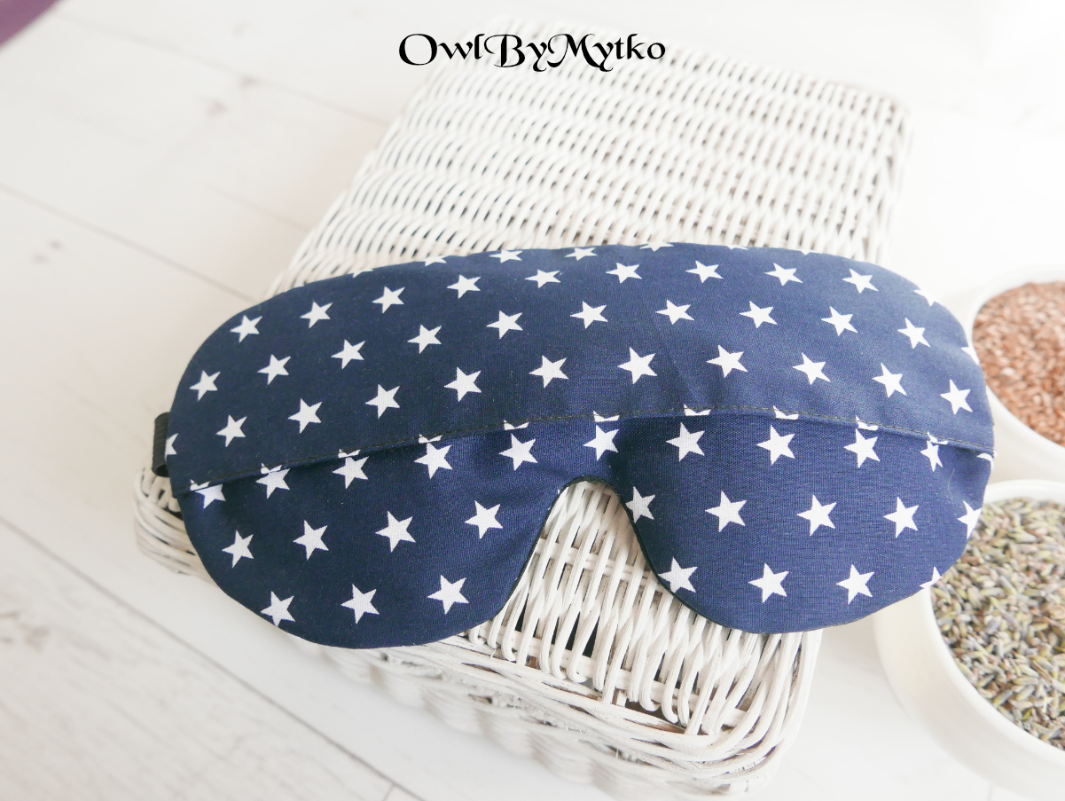 Stars on Navy Weighted Eyepatch – Washable Cover, Adjustable Sleep Mask, Aromatherapy with Lavender & Flaxseed - Image 2