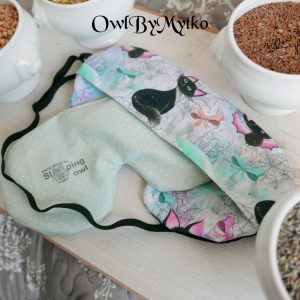 Cat Weighted Eyepatch – Washable Cover, Adjustable Sleep Mask, Aromatherapy with Lavender & Flaxseed