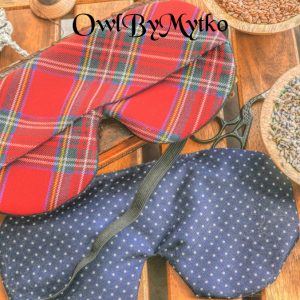 Red Checkerd Weighted Eyepatch – Washable Cover, Adjustable Sleep Mask, Aromatherapy with Lavender & Flaxseed