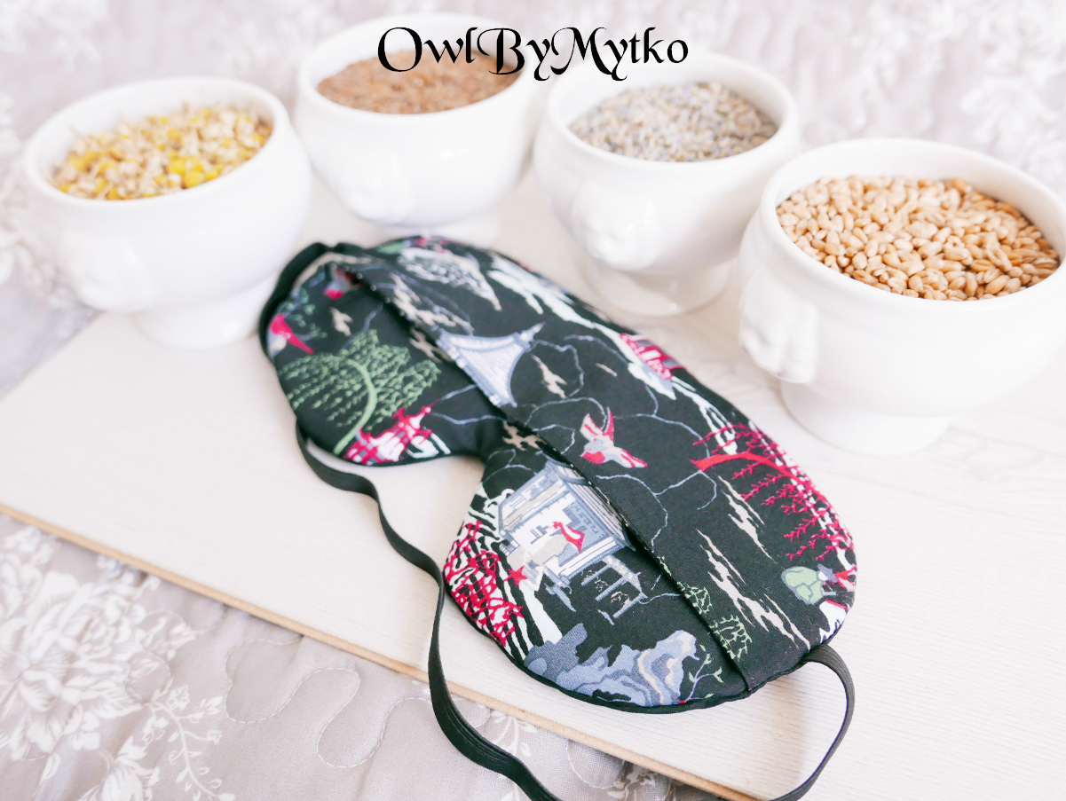 Chines Garden Weighted Eyepatch – Washable Cover, Adjustable Sleep Mask, Aromatherapy with Lavender & Flaxseed