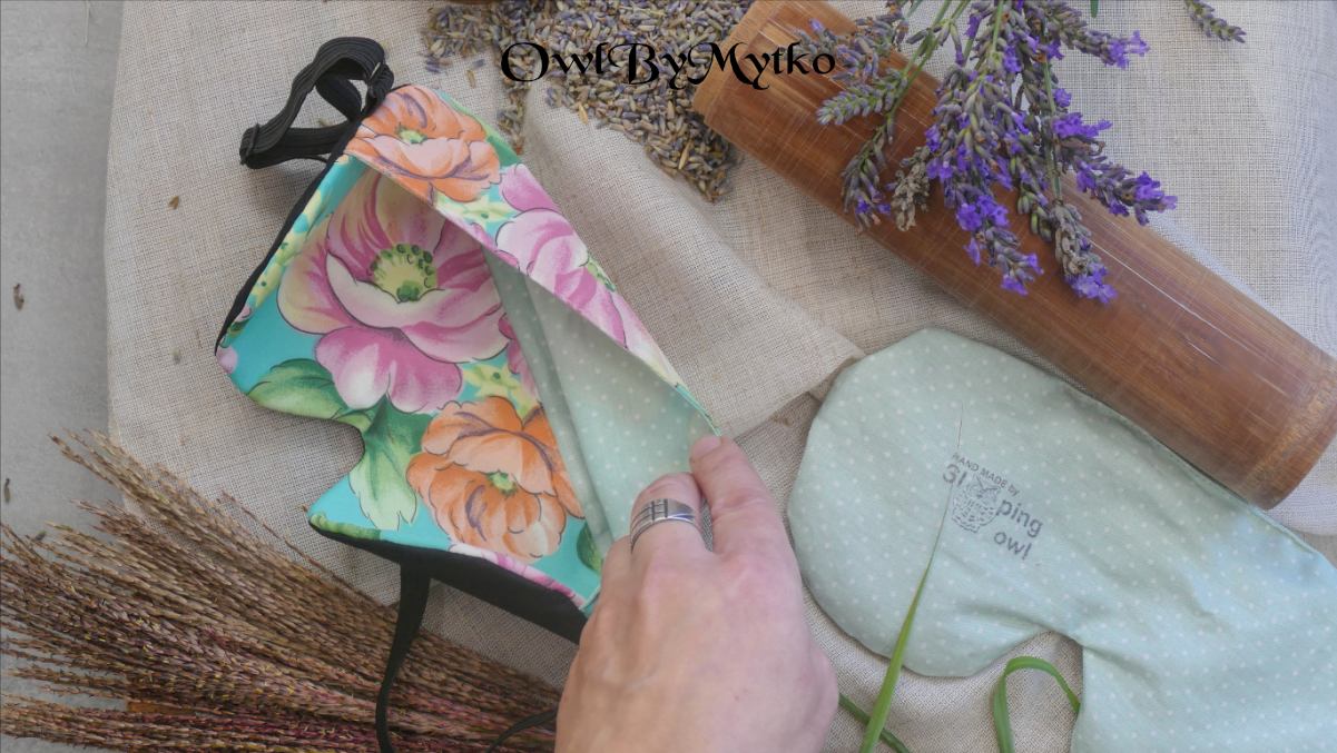 Flowers on Turquise Weighted Eyepatch – Washable Cover, Adjustable Sleep Mask, Aromatherapy with Lavender & Flaxseed - Image 5