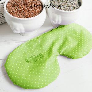 Dots on Lime Weighted Eyepatch – Washable Cover, Adjustable Sleep Mask, Aromatherapy with Lavender & Flaxseed