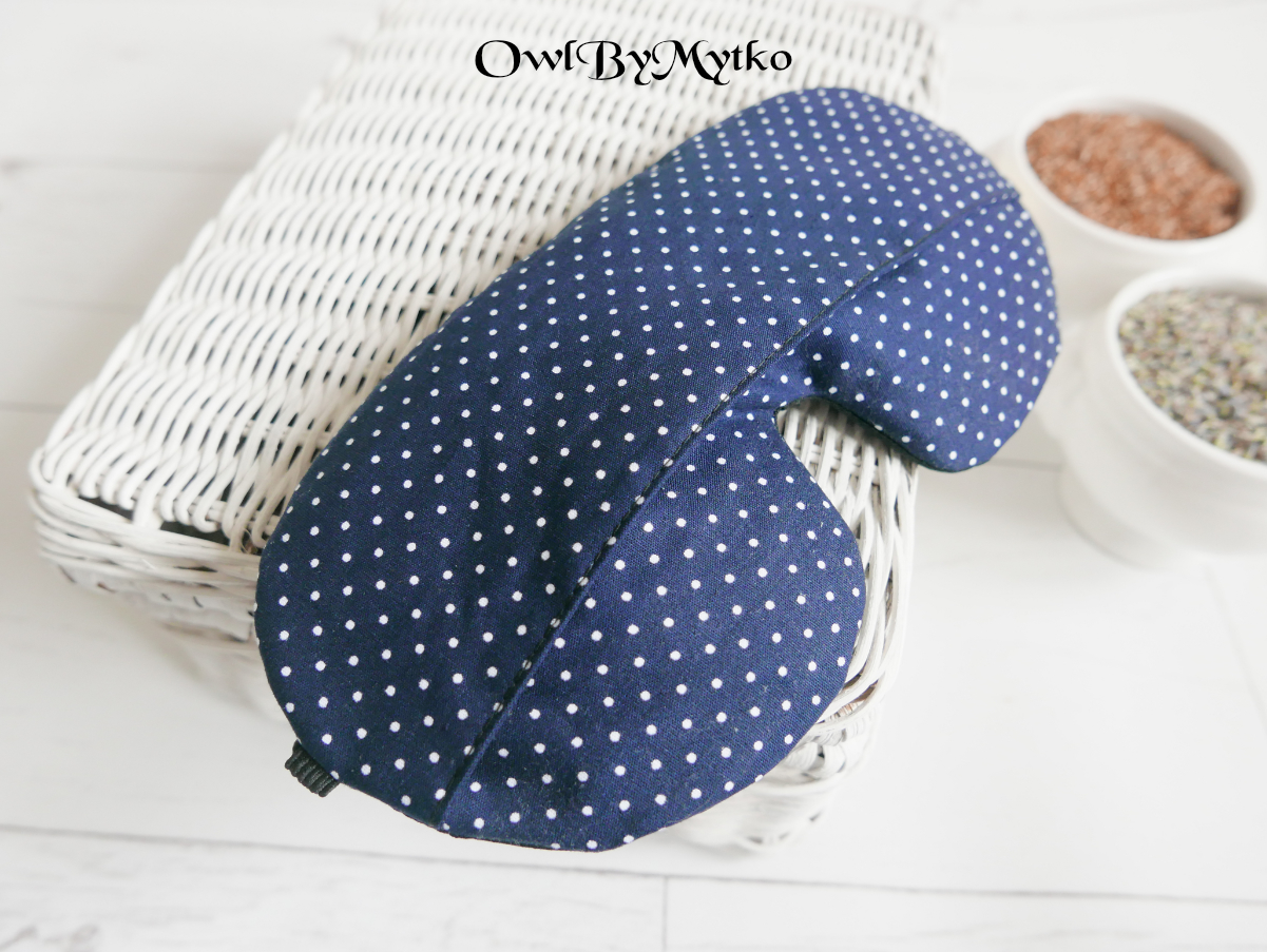 Dots on Navy Weighted Eyepatch – Washable Cover, Adjustable Sleep Mask, Aromatherapy with Lavender & Flaxseed - Image 6