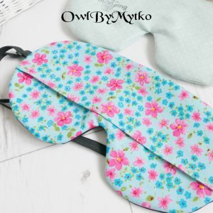 Flowers on Blue Weighted Eyepatch – Washable Cover, Adjustable Sleep Mask, Aromatherapy with Lavender & Flaxseed