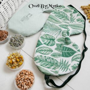 Leaves Vertical Weighted Eyepatch – Washable Cover, Adjustable Sleep Mask, Aromatherapy with Lavender & Flaxseed