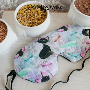 Cat Weighted Eyepatch – Washable Cover, Adjustable Sleep Mask, Aromatherapy with Lavender & Flaxseed