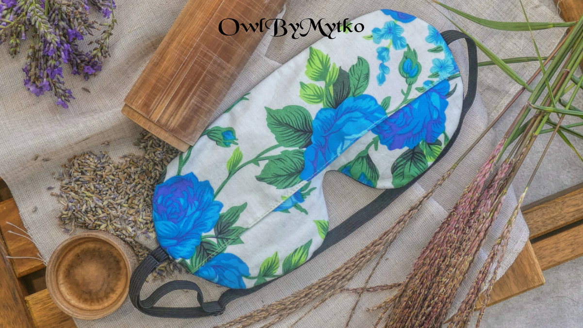 Big Blue Roses Weighted Eyepatch – Washable Cover, Adjustable Sleep Mask, Aromatherapy with Lavender & Flaxseed - Image 7