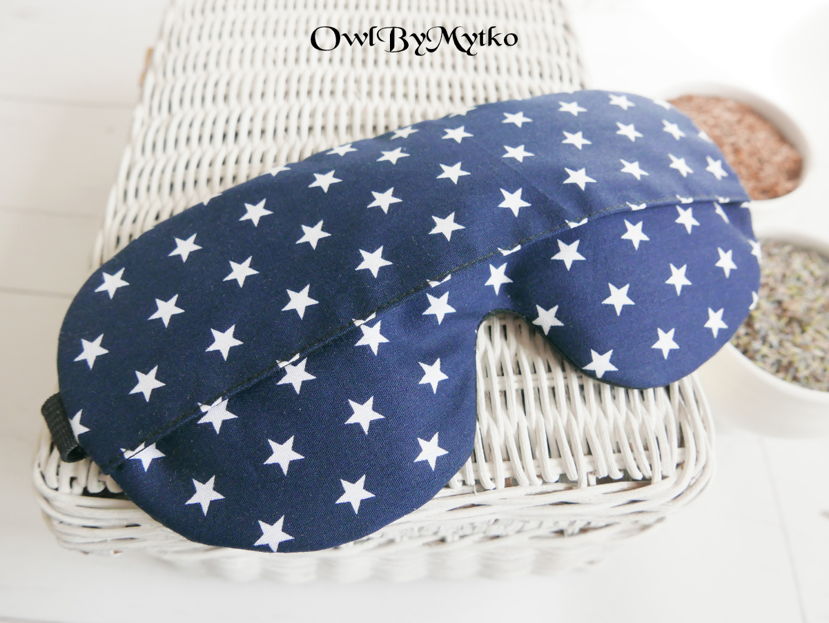 Stars on Navy Weighted Eyepatch – Washable Cover, Adjustable Sleep Mask, Aromatherapy with Lavender & Flaxseed - Image 3
