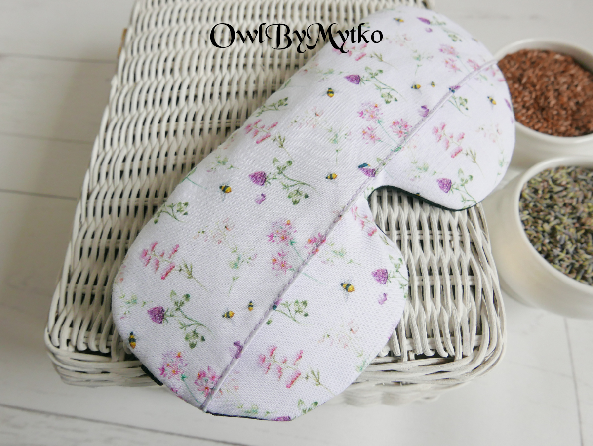 Busy Bee Weighted Eyepatch – Washable Cover, Adjustable Sleep Mask, Aromatherapy with Lavender & Flaxseed