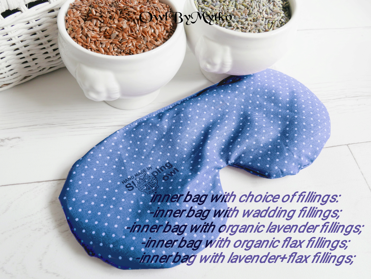 Dots on Navy Weighted Eyepatch – Washable Cover, Adjustable Sleep Mask, Aromatherapy with Lavender & Flaxseed - Image 5