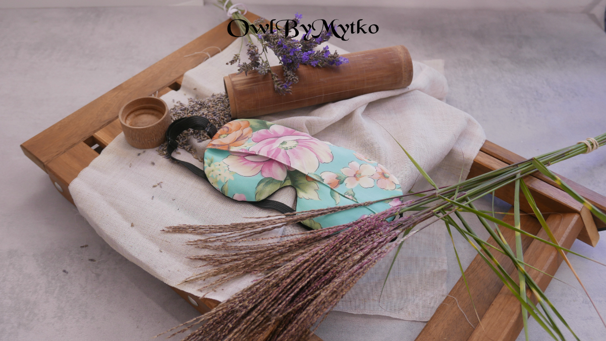 Flowers on Turquise Weighted Eyepatch – Washable Cover, Adjustable Sleep Mask, Aromatherapy with Lavender & Flaxseed - Image 12