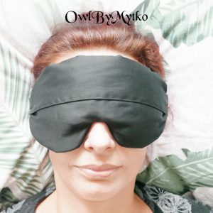 Black Weighted Eyepatch – Washable Cover, Adjustable Sleep Mask, Aromatherapy with Lavender & Flaxseed