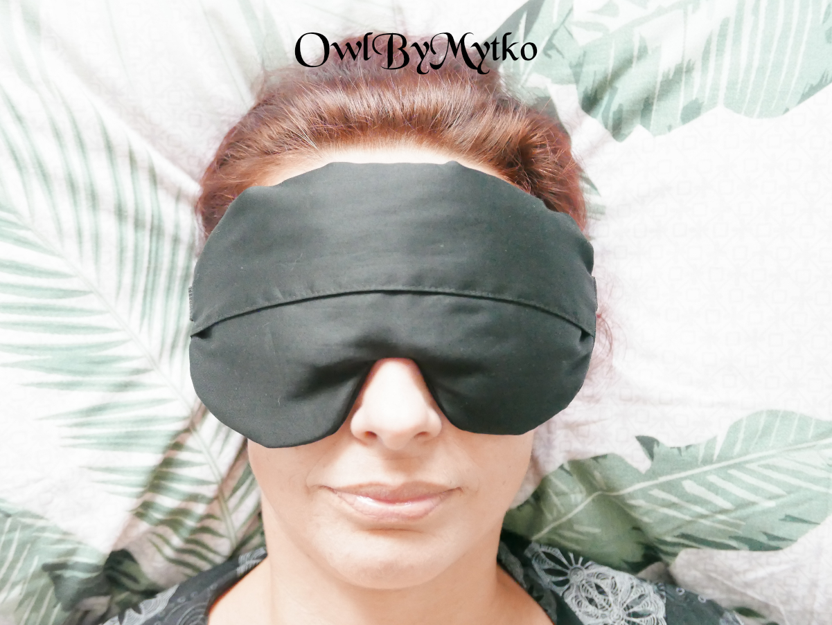 Black Weighted Eyepatch – Washable Cover, Adjustable Sleep Mask, Aromatherapy with Lavender & Flaxseed - Image 2