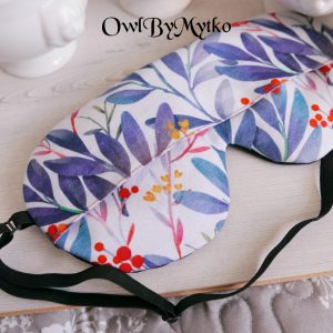 Blue Leaves Weighted Eyepatch – Washable Cover, Adjustable Sleep Mask, Aromatherapy with Lavender & Flaxseed