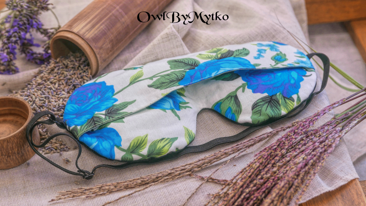 Big Blue Roses Weighted Eyepatch – Washable Cover, Adjustable Sleep Mask, Aromatherapy with Lavender & Flaxseed - Image 6