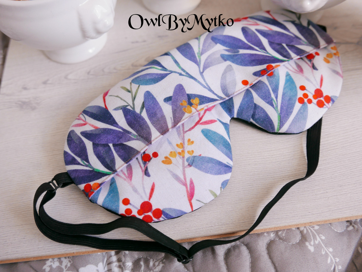 Blue Leaves Weighted Eyepatch – Washable Cover, Adjustable Sleep Mask, Aromatherapy with Lavender & Flaxseed