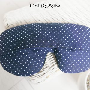 Dots on Navy Weighted Eyepatch – Washable Cover, Adjustable Sleep Mask, Aromatherapy with Lavender & Flaxseed