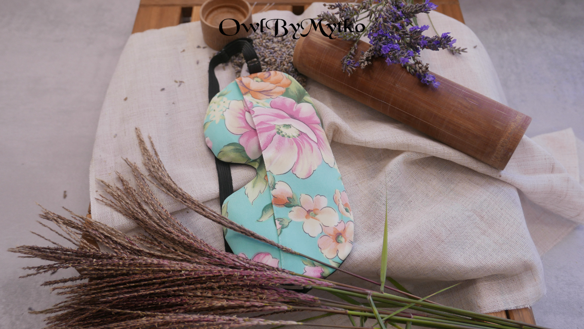 Flowers on Turquise Weighted Eyepatch – Washable Cover, Adjustable Sleep Mask, Aromatherapy with Lavender & Flaxseed - Image 11
