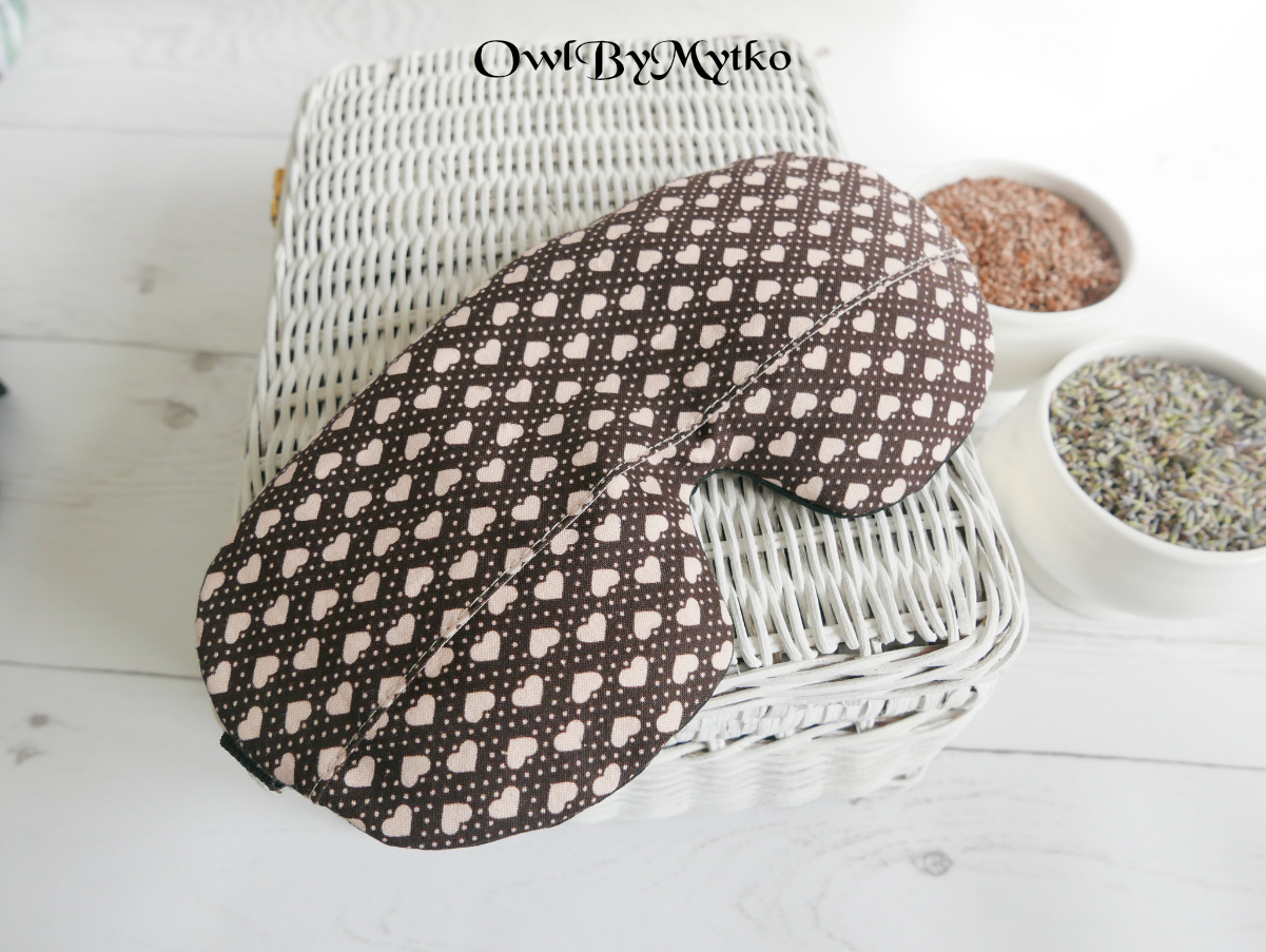Hearts Weighted Eyepatch – Washable Cover, Adjustable Sleep Mask, Aromatherapy with Lavender & Flaxseed