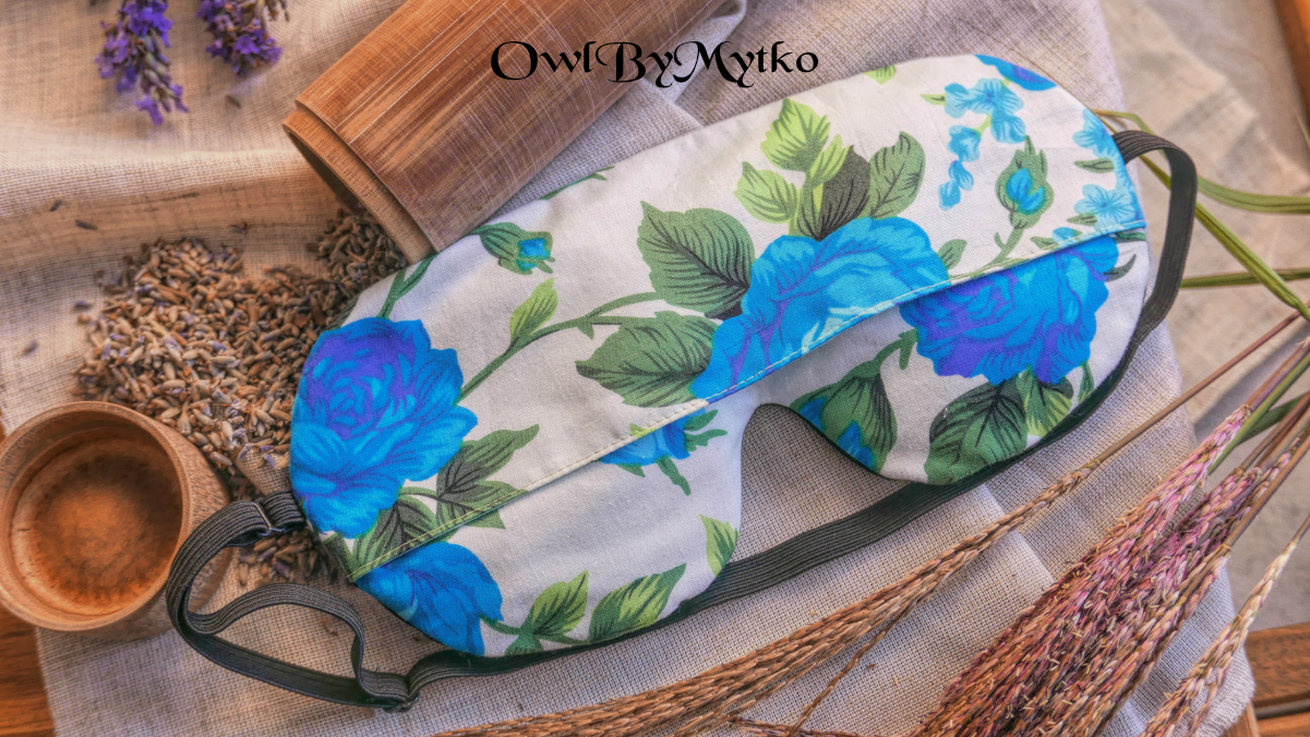 Big Blue Roses Weighted Eyepatch – Washable Cover, Adjustable Sleep Mask, Aromatherapy with Lavender & Flaxseed - Image 5