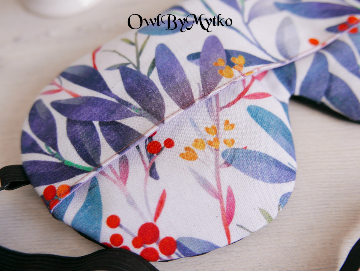 Blue Leaves Weighted Eyepatch – Washable Cover, Adjustable Sleep Mask, Aromatherapy with Lavender & Flaxseed - Image 3