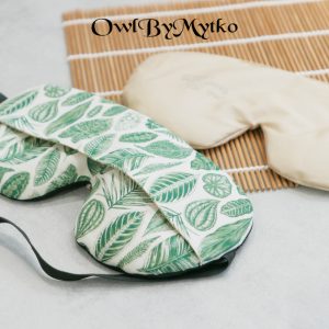 Leaves Vertical Weighted Eyepatch – Washable Cover, Adjustable Sleep Mask, Aromatherapy with Lavender & Flaxseed