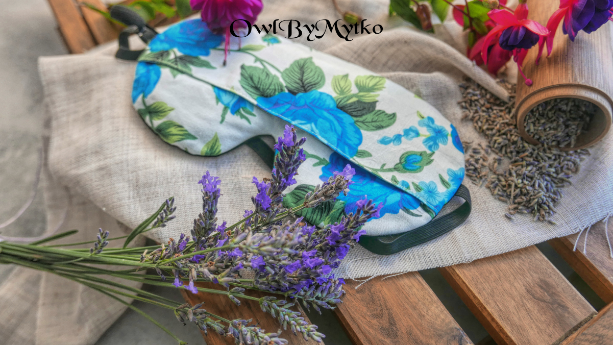 Big Blue Roses Weighted Eyepatch – Washable Cover, Adjustable Sleep Mask, Aromatherapy with Lavender & Flaxseed - Image 4