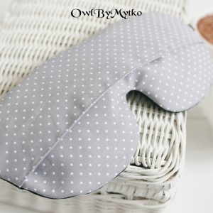 Dots on Grey Weighted Eyepatch – Washable Cover, Adjustable Sleep Mask, Aromatherapy with Lavender & Flaxseed