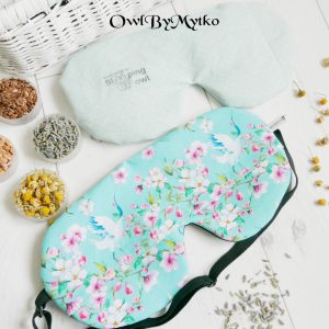 Cranes Weighted Eyepatch – Washable Cover, Adjustable Sleep Mask, Aromatherapy with Lavender & Flaxseed
