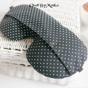 Dots on Black Weighted Eyepatch – Washable Cover, Adjustable Sleep Mask, Aromatherapy with Lavender & Flaxseed