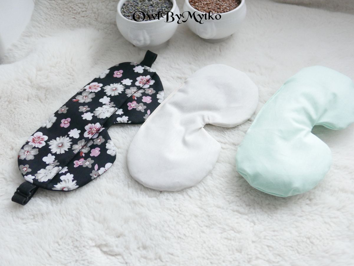 Flowers on Black Weighted Eyepatch – Washable Cover, Adjustable Sleep Mask, Aromatherapy with Lavender & Flaxseed - Image 3