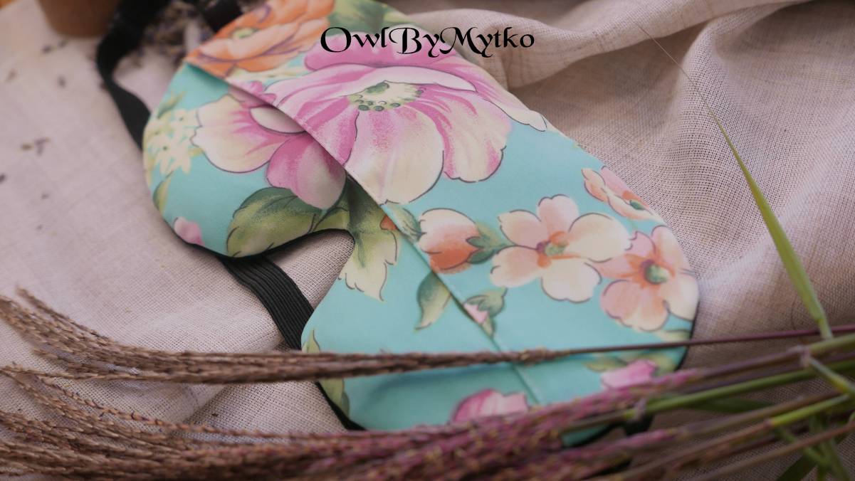 Flowers on Turquise Weighted Eyepatch – Washable Cover, Adjustable Sleep Mask, Aromatherapy with Lavender & Flaxseed - Image 9