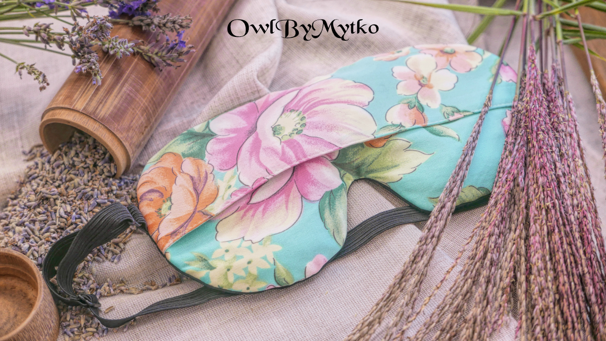 Flowers on Turquise Weighted Eyepatch – Washable Cover, Adjustable Sleep Mask, Aromatherapy with Lavender & Flaxseed - Image 8