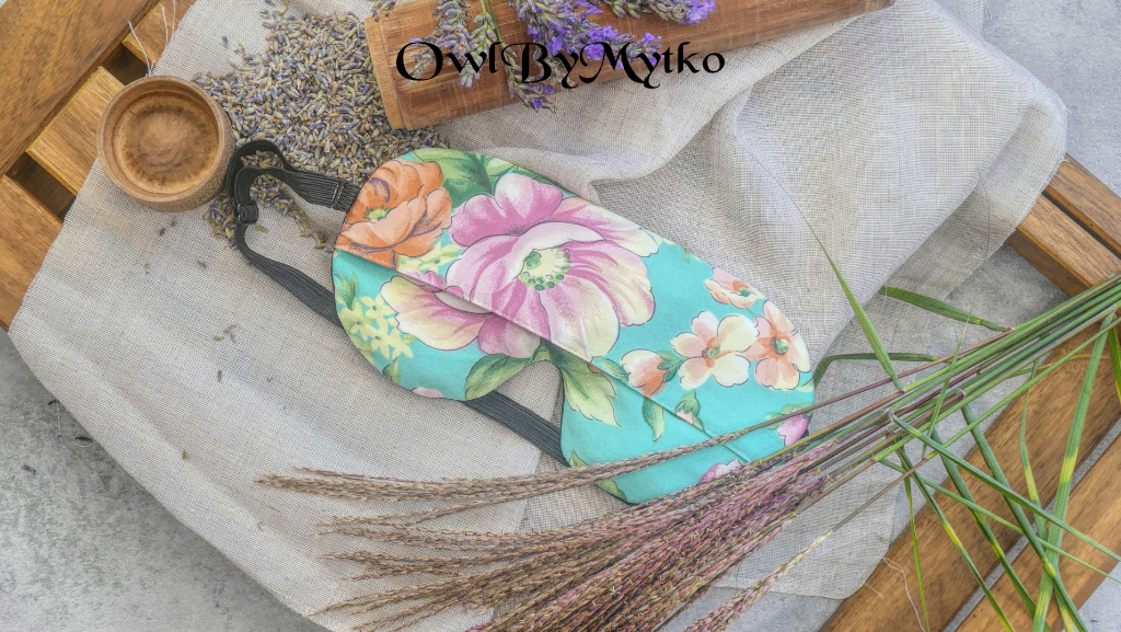 Flowers on Turquise Weighted Eyepatch – Washable Cover, Adjustable Sleep Mask, Aromatherapy with Lavender & Flaxseed - Image 7