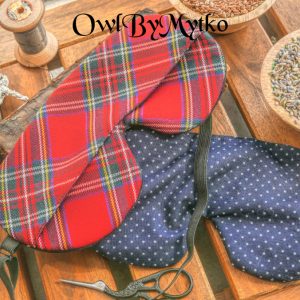 Red Checkerd Weighted Eyepatch – Washable Cover, Adjustable Sleep Mask, Aromatherapy with Lavender & Flaxseed