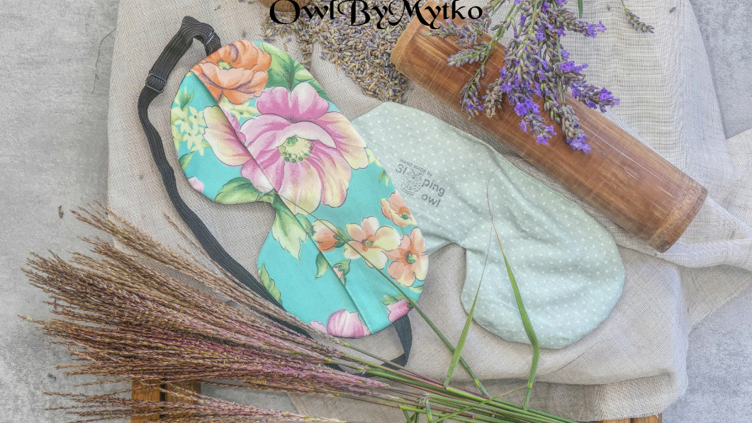 Flowers on Turquise Weighted Eyepatch – Washable Cover, Adjustable Sleep Mask, Aromatherapy with Lavender & Flaxseed - Image 6