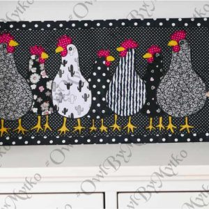 PDF Chicken Applique Table Runner Sewing Pattern: Beginner-Friendly Template (A4, US Letter)