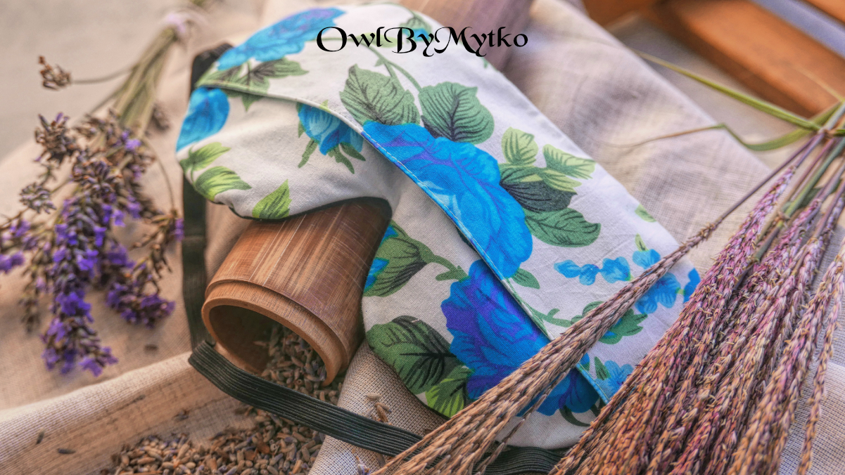 Big Blue Roses Weighted Eyepatch – Washable Cover, Adjustable Sleep Mask, Aromatherapy with Lavender & Flaxseed - Image 3