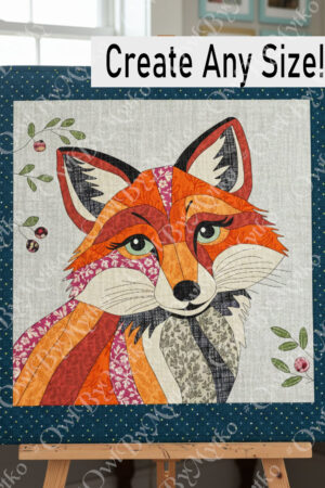 Fox patchwork pattern, Fox quilt pattern, animal quilt, animal patchwork, fox pattern, Fox sewing pattern PDF Template (A4, US Letter)
