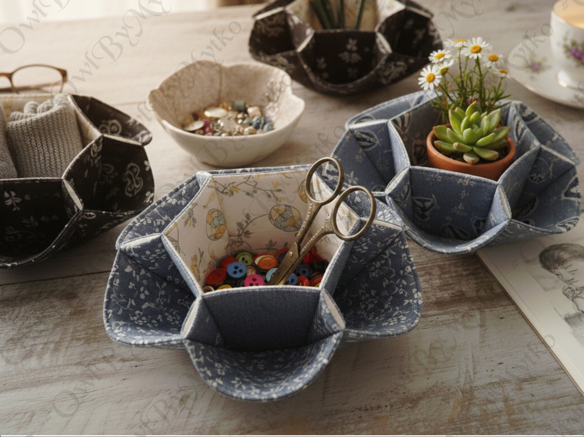 🌸 Flower-Inspired Fabric Organizer – Round Basket Sewing Pattern (Beginner PDF, A4 & US Letter) - Image 11