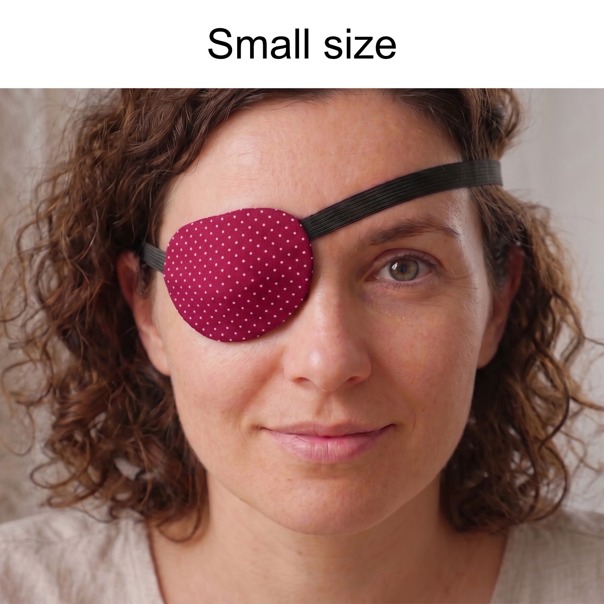3D Adjustable Cotton Eye Patch Dots on Red Design | Amblyopia & Astigmatism Eye Cover - Image 2