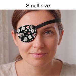 3D Adjustable Cotton Eye Patch Flowers on Black Design | Amblyopia & Astigmatism Eye Cover