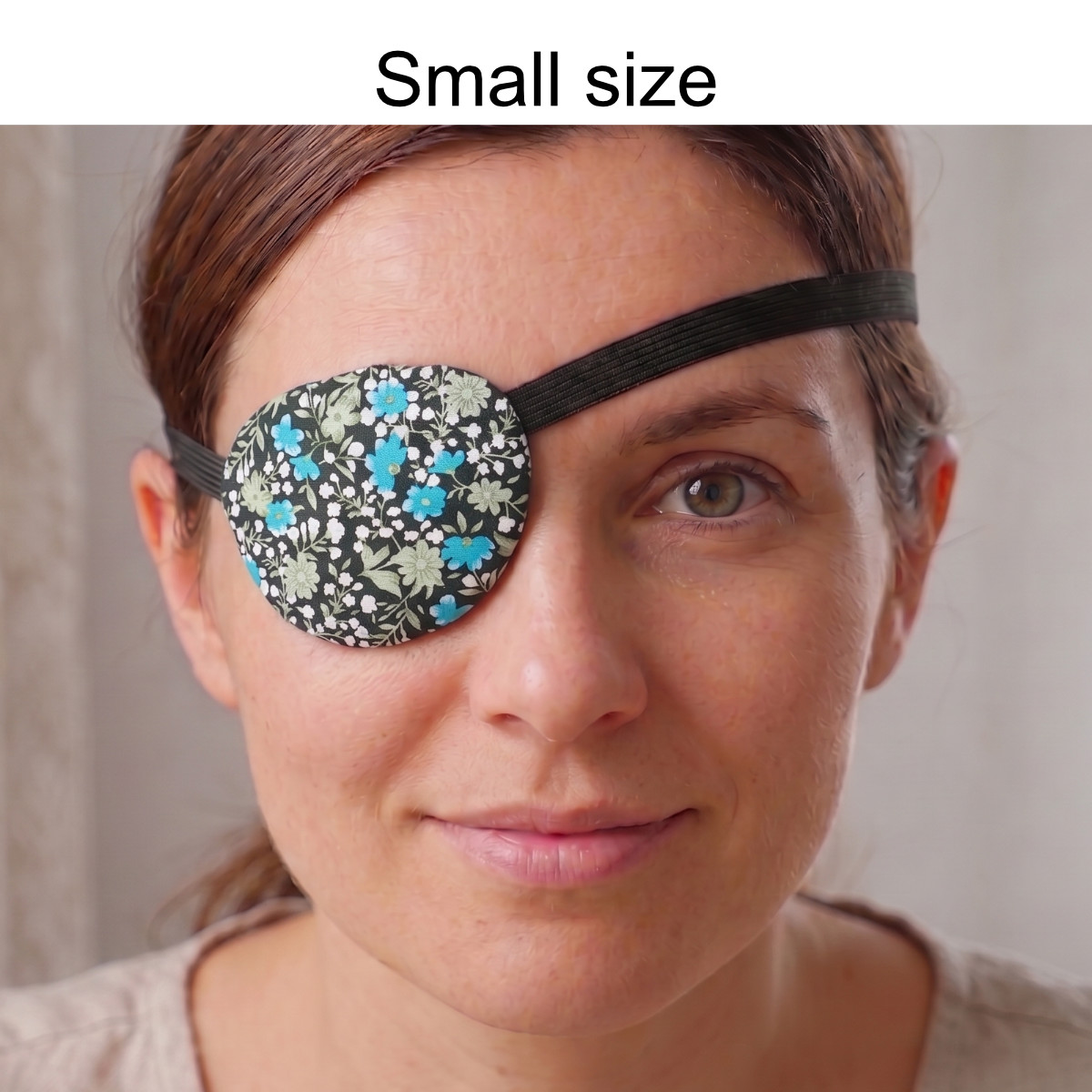 3D Adjustable Cotton Eye Patch Turquoise Flowers | Amblyopia & Astigmatism Eye Cover - Image 2